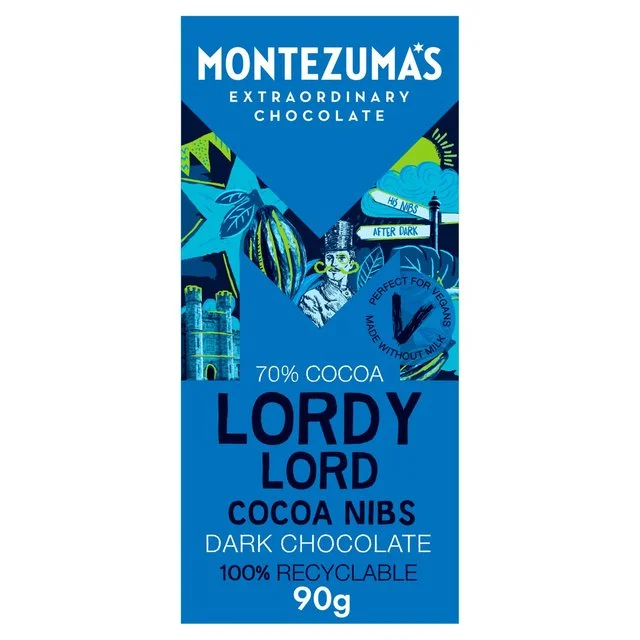  -Explosion-proof leash FOR LARGE dogsMontezuma's Lordy Lord Cocoa Nibs Dark Chocolate Bar   90g