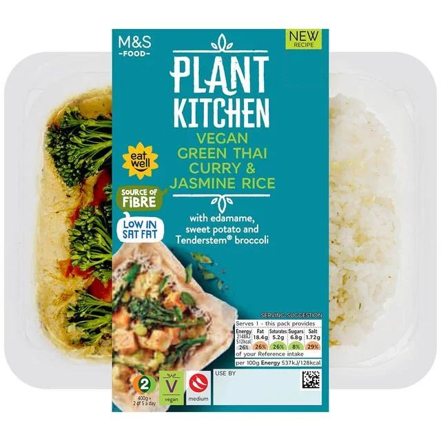 ---M&S Plant Kitchen Green Thai Curry & Rice   400g