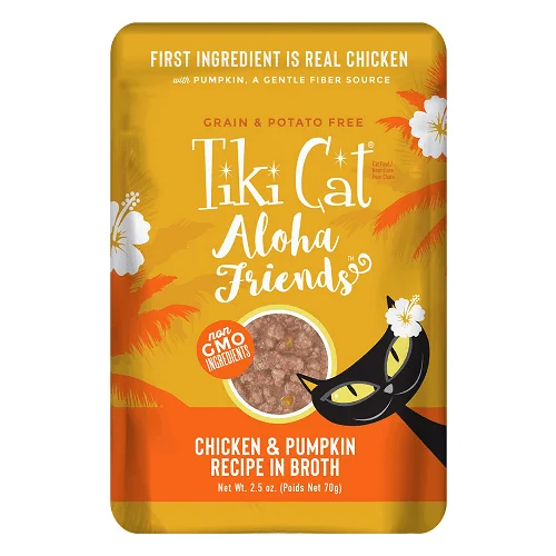 - Foldable and portable cat bagTiki Cat® Aloha Friends™ Chicken & Pumpkin Cat Wet Food