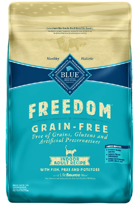    - How is Bricky cat food?  Blue Buffalo Freedom Fish Grain Free Indoor Dry Cat Food