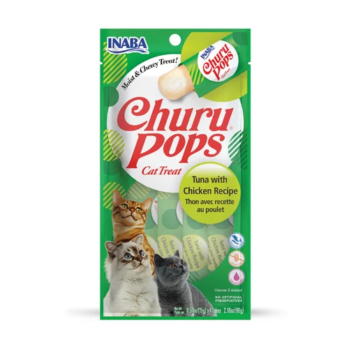 - Pet tear stain cleaning wipesINABA Cat CHURU POPS Tuna with Chicken Recipe