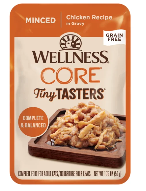    - Cat food discounts and promotions  Wellness CORE Minced Chicken in Gravy Tiny Tasters Wet Cat Food