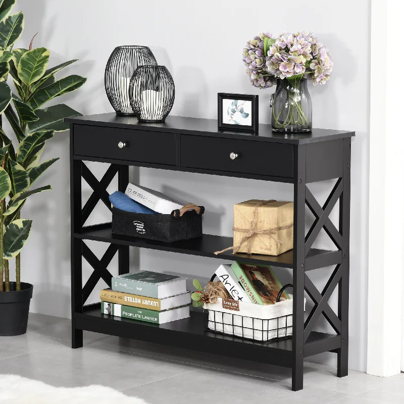 - Dog heart rate monitoring collarConsole Table Side Desk w/ Shelves Drawers Open Top X Support Frame Living Room Hallway Home Office Furniture Black